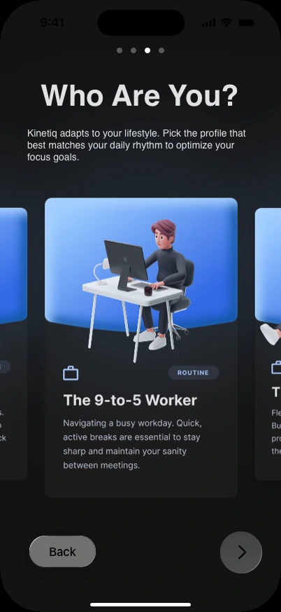 Kinetiq onboarding with a lifestyle profile selection